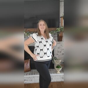 Black and White Knit Top